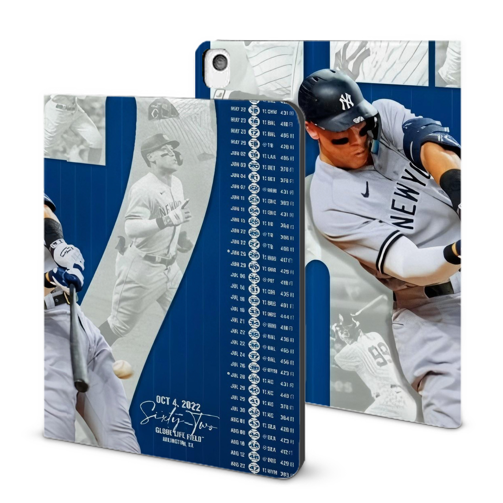 Aaron Judge AL Single Season 62  Home Run Record IPad Book-Style Case With Pencil Slot – Slim PU & TPU Cover – Full Protection, Precise Fit, Water & Scratch Resistant
